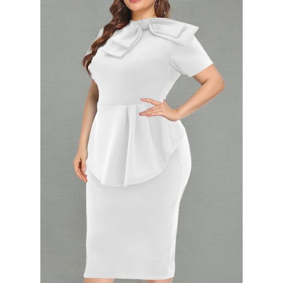 Plus Size Bodycon Cocktail Dress with Ruffle Peplum and Turtle Neck - Picture 5 of 5